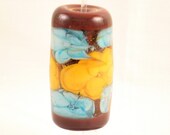 MonaRaeBeads Underwater Garden Lampwork Focal Bead  blue brown yellow floral