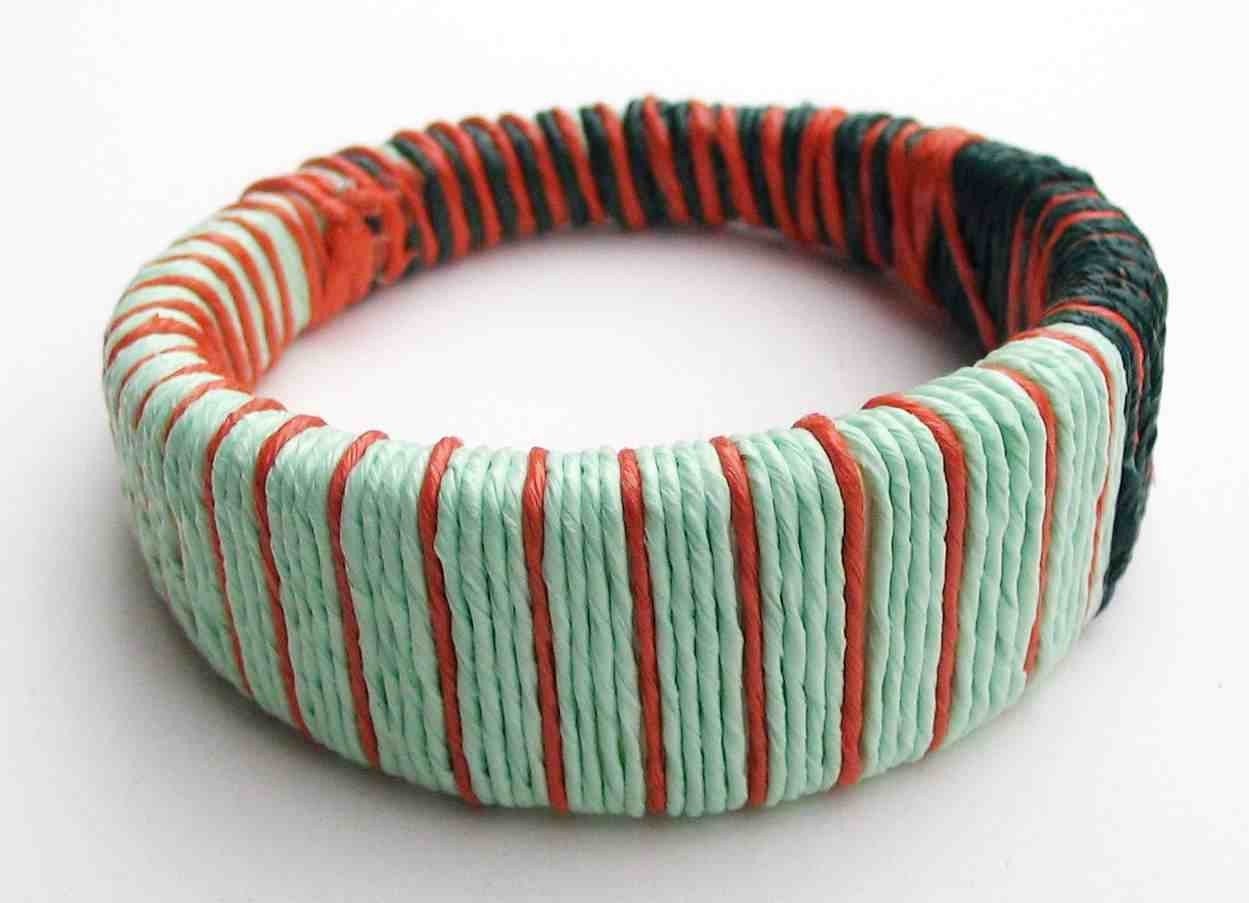 Green and Orange Upcycled Plastic Bangle - OOAK