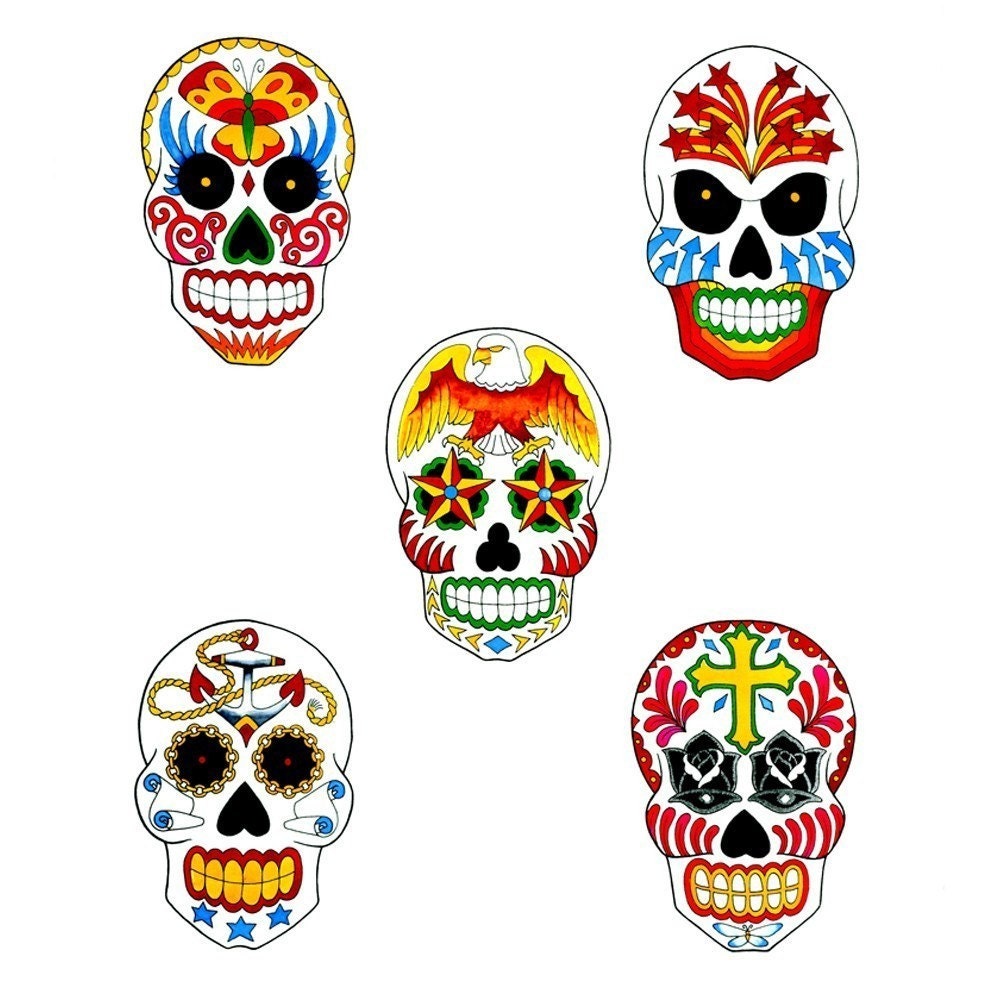 Hand Colored and Silkscreen Sugar Skulls