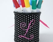 Black Swiss Dots Corset Monogrammed Pencil Cup