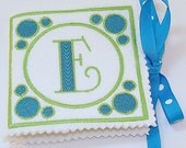 Monogrammed Needle book Lime Green and Aqua