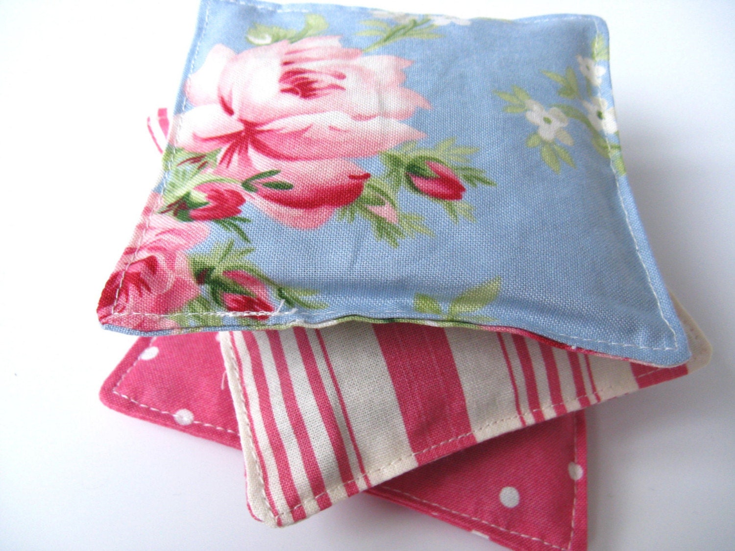 Blue and pink lavender sachet stack