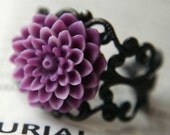 Gothic Flower Ring, Lilac and Purple Mini Pom-Pom Mum, Fashion In Bloom by Jenifersfamilyjewels on Etsy