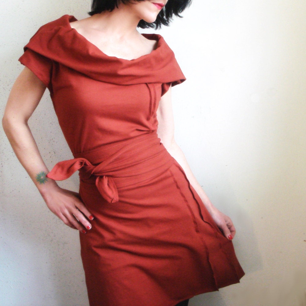 Not So Long Ago - Handmade iheartfink Cowl Dress with Belt