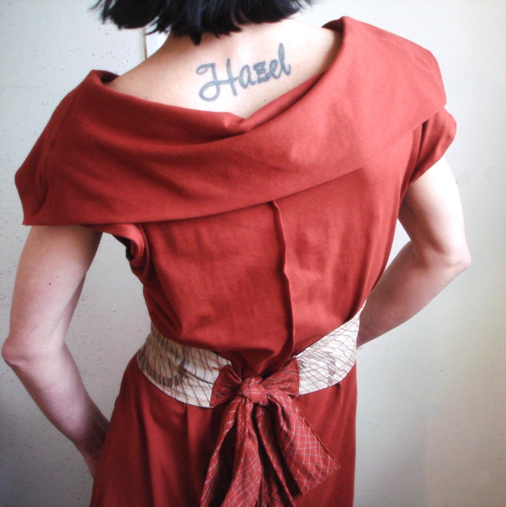 Not So Long Ago - Handmade iheartfink Cowl Dress with Belt