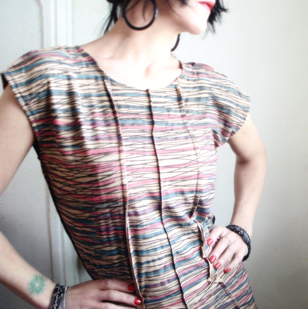 iheartfink Sale - Lost in Music - iheartfink Handmade Hand Printed Raw Artistic Long Top