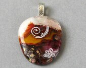 Victorian "Pot Melt" Glass Pendant in Maroon, Gold, White & Sparkling Pink