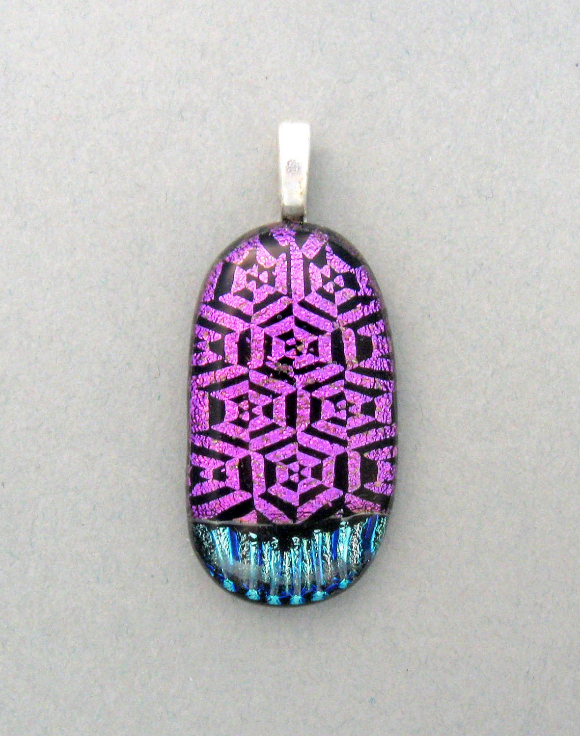 Stunningly Unique Purple Patterned Dichroic Fused Glass Pendant