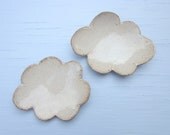 2 sushi plates cloud spoon rests nesting stacking ceramic pottery clay