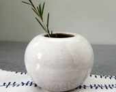 white ikebana vase with kenzan (flower frog) 2 inches tall - made to order