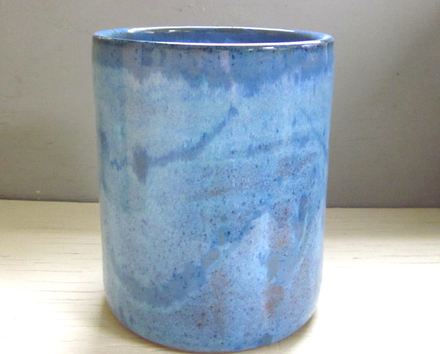 made to order - large blue ceramic kitchen utensil holder