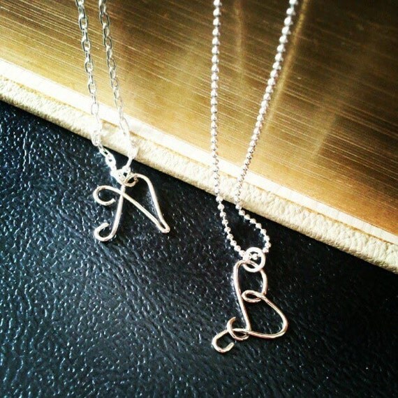 Silver Initial Necklace Personalized Letter Silver Pendant Alphabet A  - Z Stacking Bridesmaids Gift