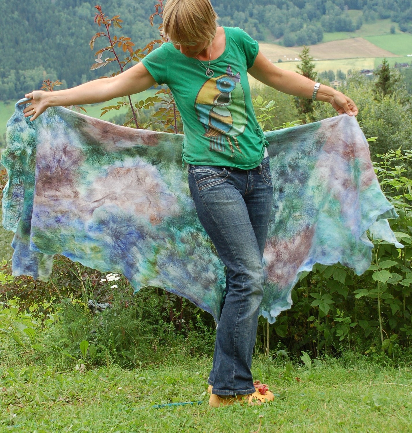 Nuno felt felted scarf shawl wrap