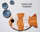 Handmade Fabric Fish Applique or Scrapbooking Embellishment Made to Order