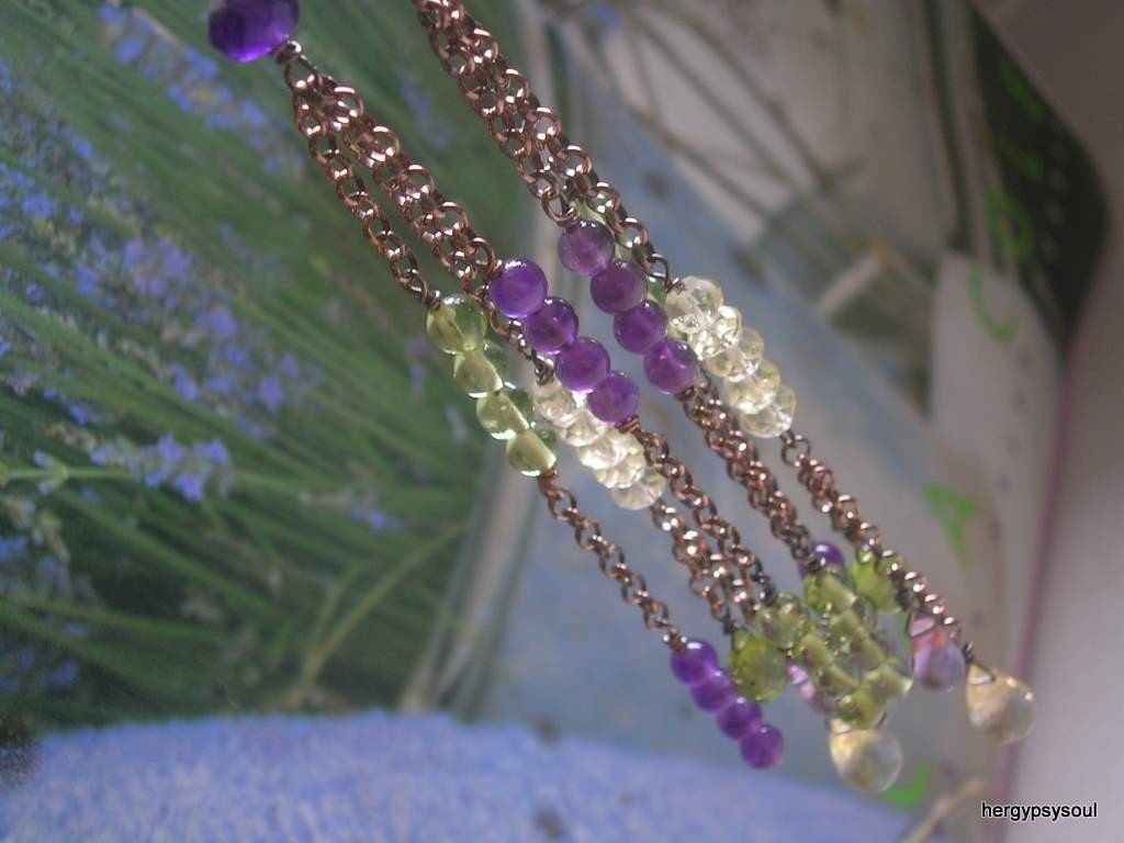 ISABELLA Earrings - Fine Sterling, Topaz, Peridot, Purple Amethyst, Lemon Quartz