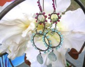 WILD CHILD - Sterling Earrings - Rhodolite, Apatite, Peridot, Fluorite, Wire Wrapping
