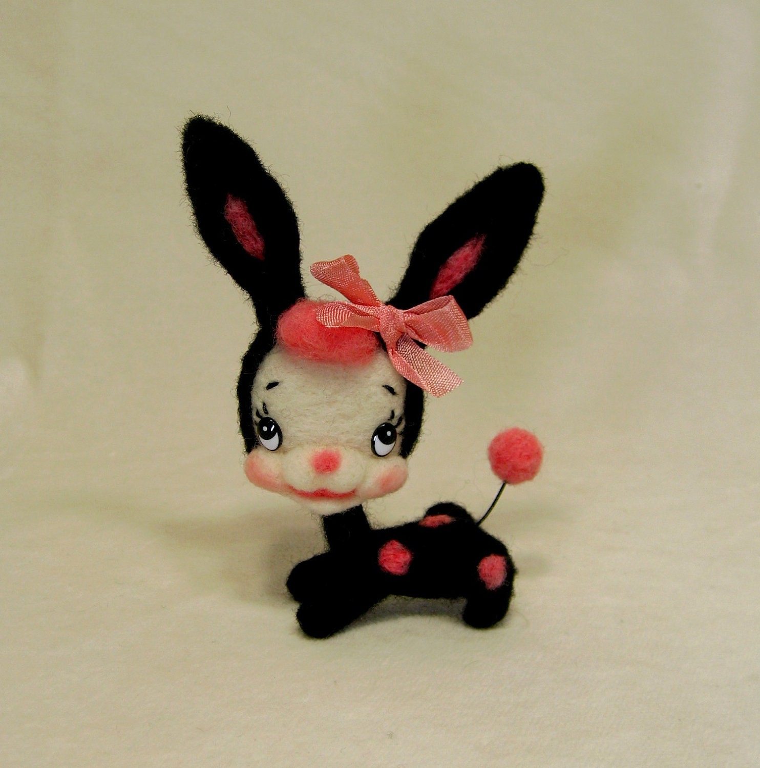 Black Spotted Retro Bunny made to order