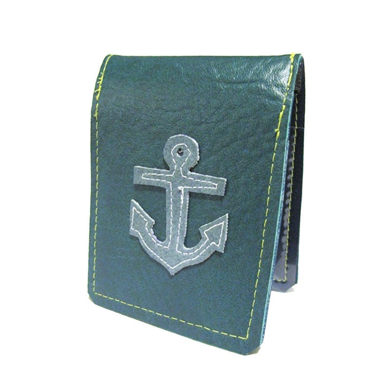 Anchor ) Badge Style Mini Wallet ((Teal))