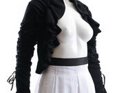 Ramona Black Rayon Chenille  Shrug Bolero Mini jacket
