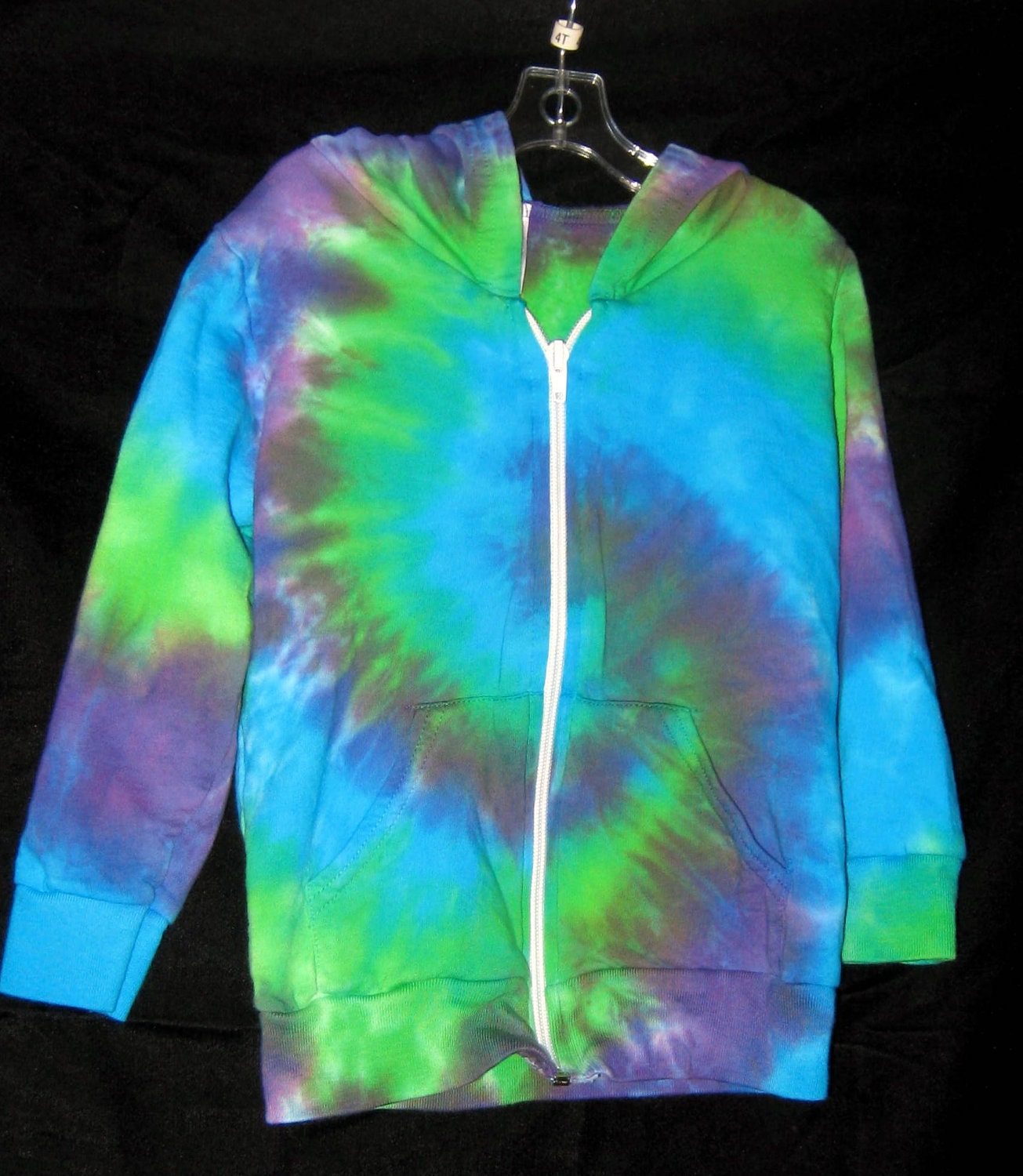 Purple Green Turquoise Tye Dye Hoodie 4T