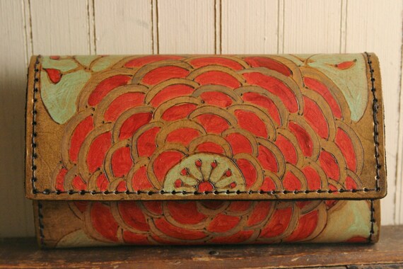 Alabama Cadillac Purse Wallet - Leather in Burgundy, Sage, Brown and Antique Brown