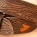 Leather Belt - Wood grain and heart - Nice pattern in orange and antique black