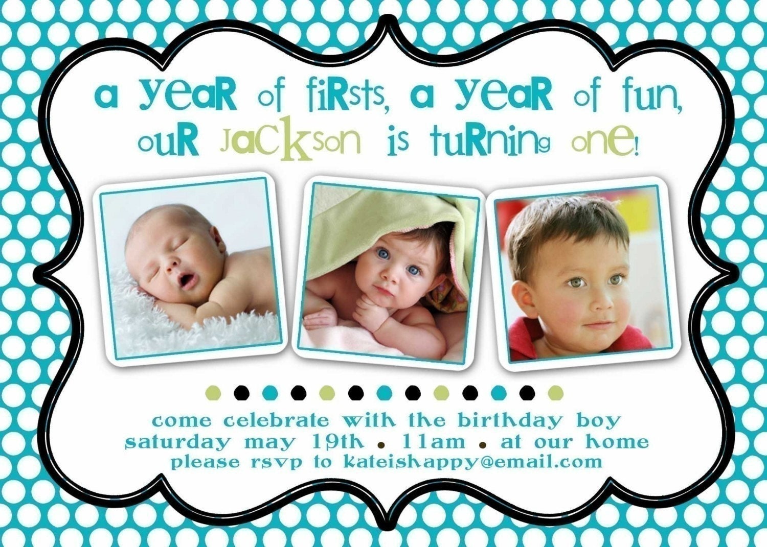 Birthday Party Invitation BOY or GIRL-- year of firsts