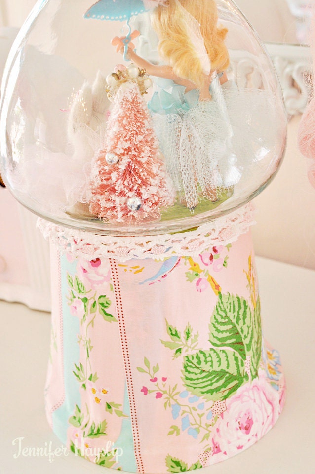 Vintage Bunny Spring Shabby Pink Gumball Machine Kitsch Decoration Mixed Media Assemblage - Garden Bunny Springtime Stroll