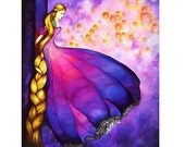Rapunzel Dress - Disney Princess Fairytale Fantasy -  Rapunzel Lanterns - Painting by Annya Kai