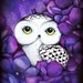 HUGE SALE 40% OFF - Snowy Owl in Violet Flowers - Nature Inspired Bird Wall Art by Annya Kai
