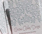 Letterpress Business Cards - Calling Cards - LETTERPRESS - Damask 2 color- 200 cards by Invited Ink