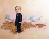 Original Pop Surrealist Painting - Winston Churchil with Cigar - by Mr. Hooper 2012