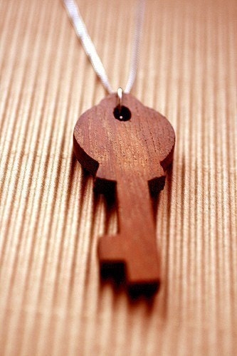 Wooden Key - Necklace or Brooch
