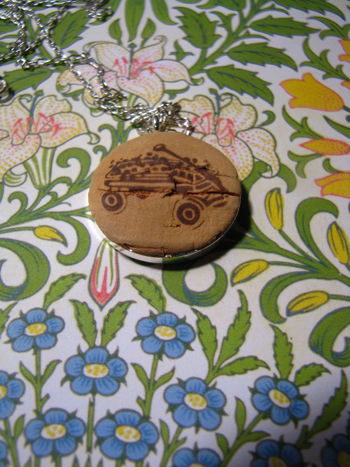 Wagon With Grapes Cork Necklace
