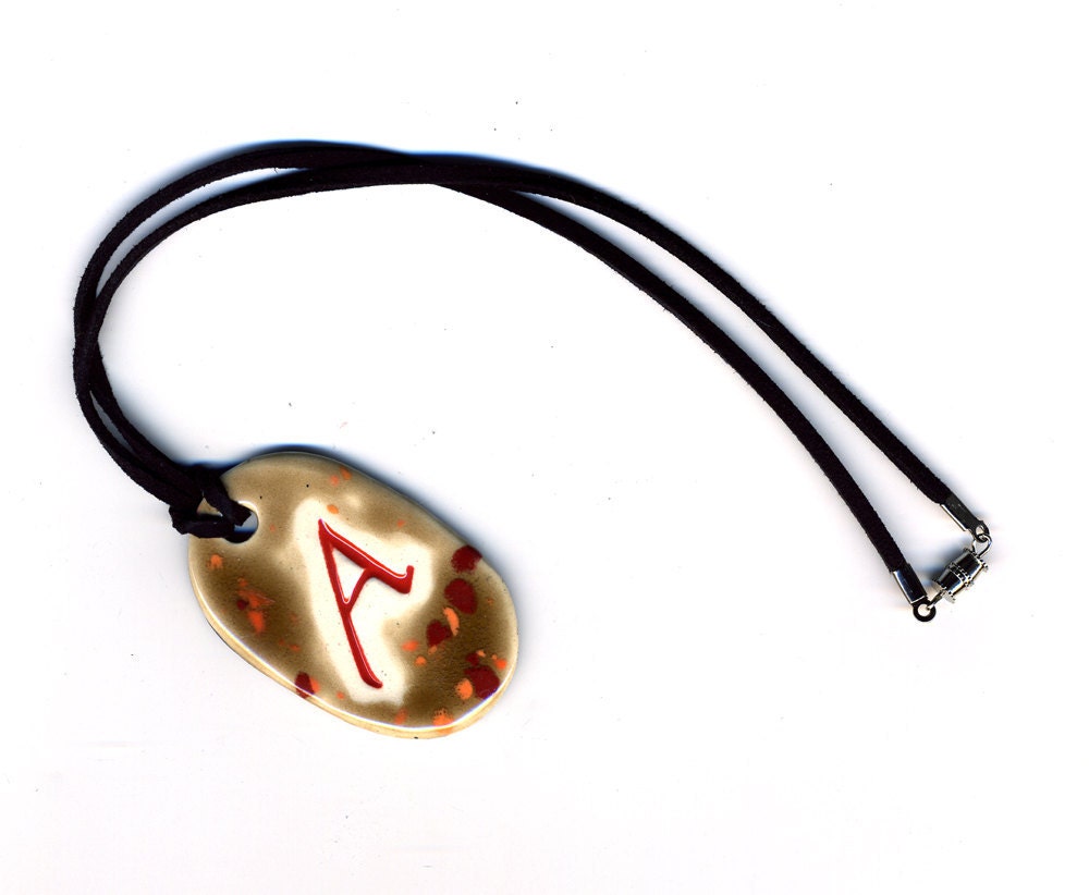 The Scarlet Letter Ceramic Atheist Necklace in Spotted Brown