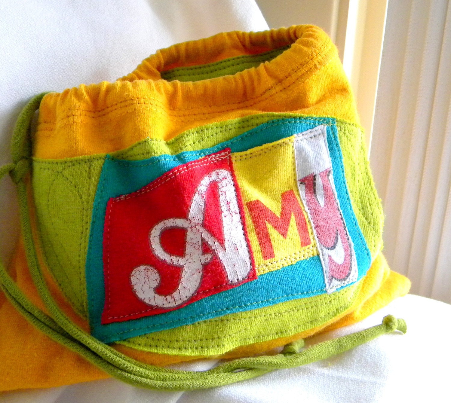 Name your Stuff ONE What's Your Word LINED Wristlet  Pouch Custom made 100% from tshirt sleeves material & fonts