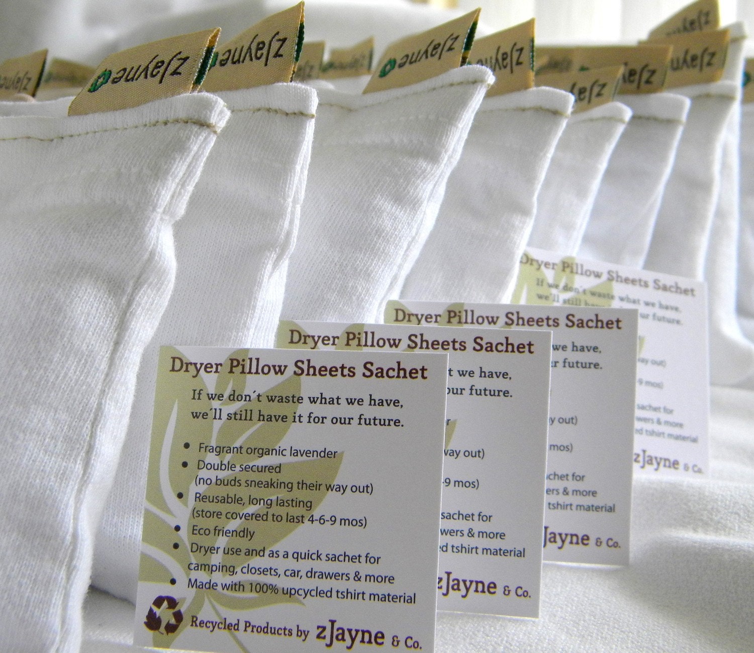Lavender Sachet Eco Friendly for Dryer Sheet SET of THREE 100% upcycled