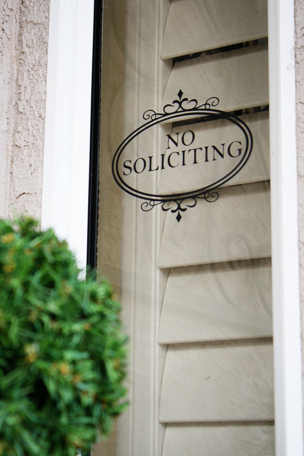 No Soliciting Vinyl Decal (window cling, vinyl, sticker, decal, sign, outdoor, house, adhesive, business, custom, transfer)