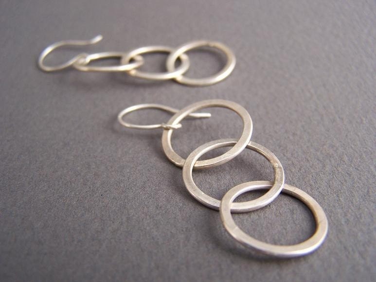 Sterling Silver Three circles hoop earrings