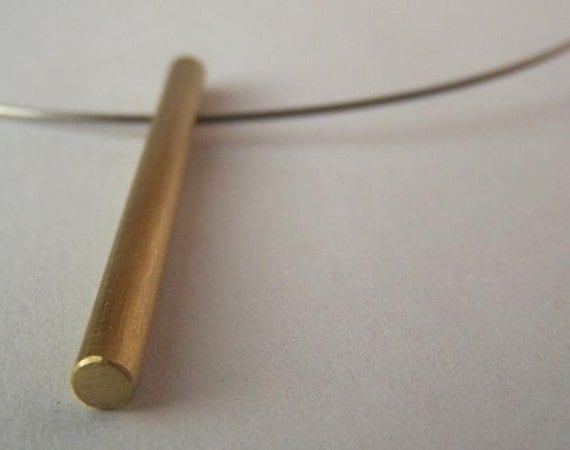 Brushed Brass Bar Necklace