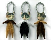 Cat Ornaments - Handmade Christmas Tree Ornaments - Victorian Calico Cats