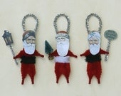 Christmas Ornaments - Chenille Ornaments - Vintage Style Santas