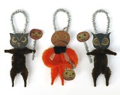 Halloween Party Decorations - Primitive Halloween Chenille Ornaments