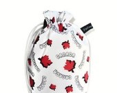 Drawstring Bag, Padded Knitting Project  Bag  - O Canada