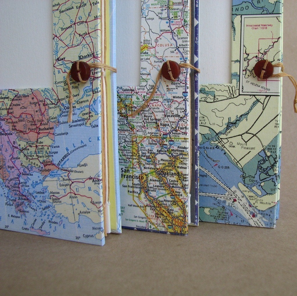 Versatile Travel Journal with Map Handmade for Artists, Collectors and Writers Made to Order for You