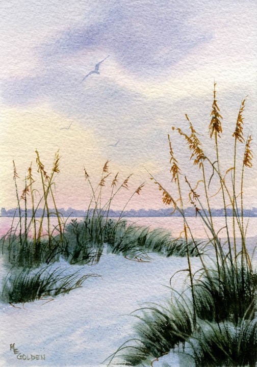 Dusk in the Sand Dunes and Sea oats