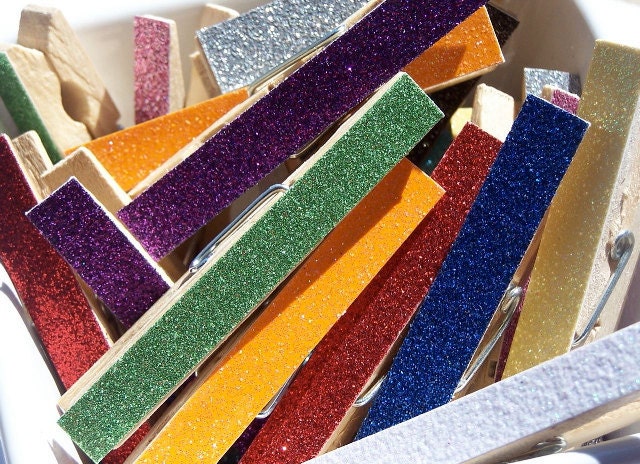 Magnetic Glittered Clothespins - set of 6