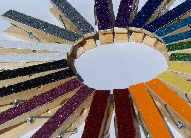 Magnetic Glittered Clothespins - set of 6