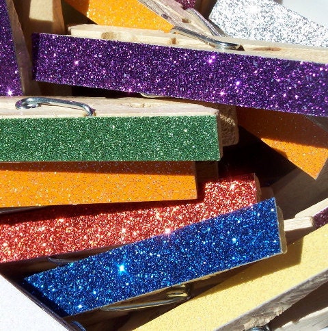 Magnetic Glittered Clothespins - set of 6