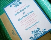 10 Fiesta AZUL Invitations and Response cards with Kraft Envelopes
